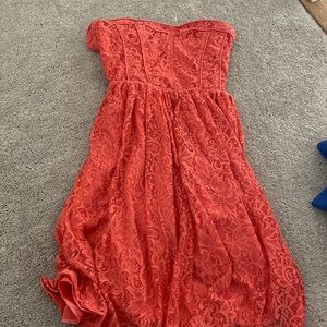 coral strapless lace dress eva mendes new york and company